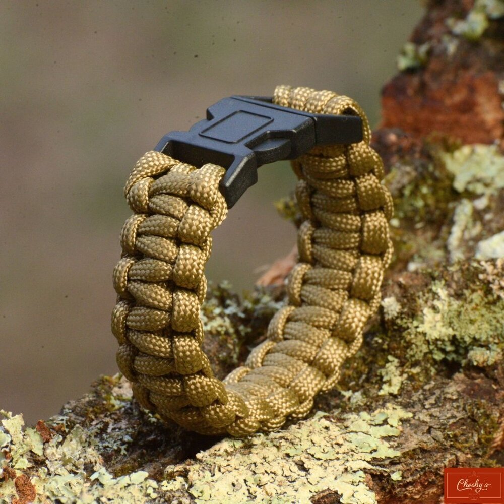 Men’s Khaki 550 Paracord Bracelet – Fits 5.75"–6" Wrist (ID189–190)